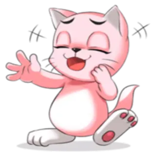 😄 494b8b19 kat, kitten, schattig, roze, blij, cartoon, dier telegram sticker