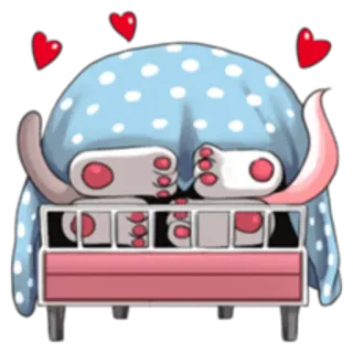 😴 a66f4b08 bed, schattig, dier, harten, cartoon, slaap, illustratie telegram sticker