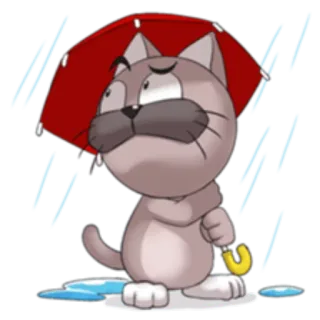 🌦 cf68defa kat, paraplu, regen, verdrietig, cartoon, dier, weer telegram sticker