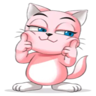 😌 ff7c7df9 kat, duim omhoog, roze, cartoon, dier, positief, schattig telegram sticker