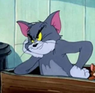 😐 50adfa22 Tom Cat Tom and Jerry แมว, การ์ตูน, ยิ้มเยาะ, วางแผน, คลาสสิก whatsapp sticker