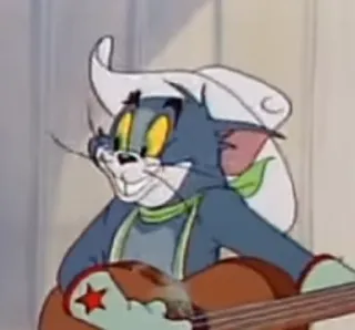 😁 53c7c9dd Tom Cat การ์ตูน, แมว, กีตาร์, คันทรี่, คาวบอย whatsapp sticker