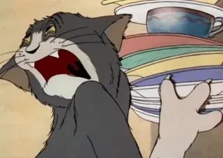 😣 5c559f15 Tom Cat Tom and Jerry การ์ตูน, แมว, จาน, โกรธ, หงุดหงิด whatsapp sticker