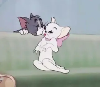 😘 637a3eb7 Tom Tom and Jerry การ์ตูน, แมว, หนู, จูบ, รัก whatsapp sticker