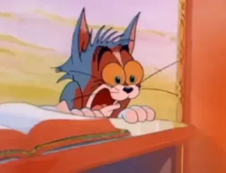 😨 6c2991c8 Tom Cat Tom and Jerry การ์ตูน, แมว, กลัว, ตกใจ, อนิเมะ whatsapp sticker