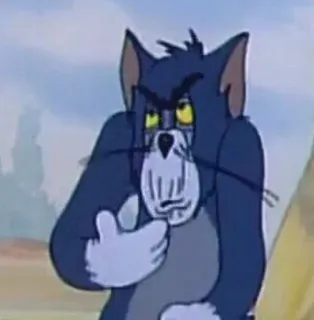 🤔 72b7305e Tom Cat Tom and Jerry แมว, การ์ตูน, หงุดหงิด, สับสน whatsapp sticker