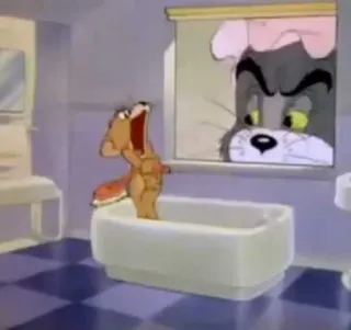 👀 a9302f49 Tom and Jerry การ์ตูน, แมว, หนู, ห้องน้ำ, เรโทร whatsapp sticker