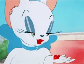 😘 e86f3b06 Toots Tom and Jerry การ์ตูน, แมว, จูบ, แอนิเมชัน, ผู้หญิง whatsapp sticker