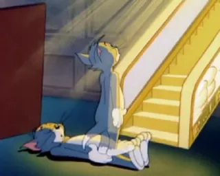 💀 f761deb5 Tom การ์ตูน, แมว, หนู, ตลก, ไล่ล่า, แอนิเมชัน whatsapp sticker