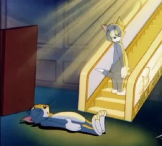 🤕 fd0218af Tom Tom and Jerry แมว, การ์ตูน, บันได, ตัวการ์ตูน, สัตว์ whatsapp sticker