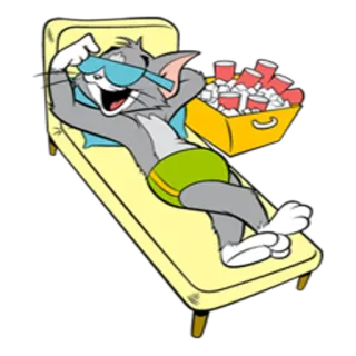 😴 8fd6f4f4 Tom Cat Desenho animado, Gato, Praia, Férias, Verão, Relaxante telegram sticker
