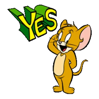 👍 a1311b62 Jerry YES desenho animado, rato, sim, afirmativo, positivo, Jerry telegram sticker