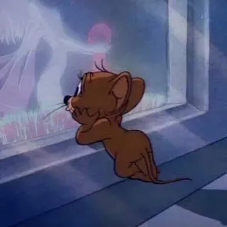🥺 ed5fb73b Jerry мультфильм, мышь, окно, отражение telegram sticker
