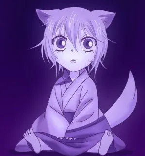 😳 fe5fe695 อนิเมะ, สุนัขจิ้งจอก, หู, กิโมโน, เด็ก, น่ารัก, นั่ง telegram sticker