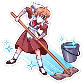 🧹 2d2aab3b pembantu, kebersihan, pel, ember, anime, tata graha, domestik telegram sticker