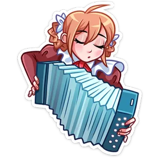 🪗 610c6ba4 gadis, akordeon, musik, kartun, instrumen telegram sticker