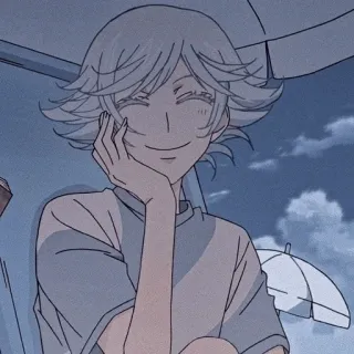 🤍 20d4ed68 anime, sorridente, ritratto, cartone animato, carino telegram sticker