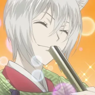 🤍 6b21e6a8 Tomoe Kamisama Kiss anime, manga, volpe, orecchie, fan, sorridente, carino telegram sticker