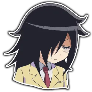 🙁 6dd8fe01 Tomoko Kuroki WataMote 动漫, 女孩, 悲伤, 内向, 漫画, 学生 telegram sticker