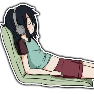 😴 a067299c 动漫, 耳机, 放松, 睡觉 telegram sticker