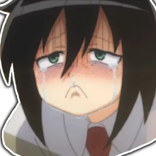 😭 ccf11e2d Tomoko Kuroki WataMote 动漫, 难过, 哭泣, 尴尬, 漫画 telegram sticker