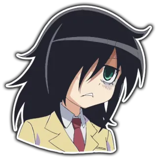 😟 7cc2bff4 Tomoko Kuroki Watamote Anime, Manga, Watamote, Tomoko Kuroki, Sticker telegram sticker
