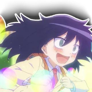 😃 c8b259d9 Tomoko Kuroki Watamote anime, ragazza, scuola, sorridente, felice telegram sticker