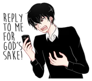 😤 4c75d3ce REPLY TO ME FOR GOD'S SAKE! Anime, Manga, Risposta, Urgente, Dio, Frustrato telegram sticker