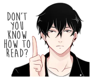 😕 556ad417 DON'T YOU KNOW HOW TO READ? Anime, Manga, Lettura, Domanda, Sarcasmo, Illustrazione telegram sticker