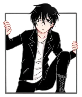 👀 958b1fdc Anime, Ragazzo, Personaggio, Cartone animato, Giacca, Illustrazione, Posa, Gesto telegram sticker