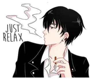 🚬 e299b8f3 JUST RELAX rilassarsi, sigaretta, fumare, anime, chill, calma, estetico telegram sticker