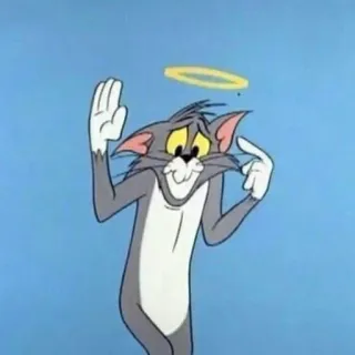 😇 044e4b74 Tom Cat Tom and Jerry cartoon, kat, nadenken, halo, engel, Tom en Jerry whatsapp sticker