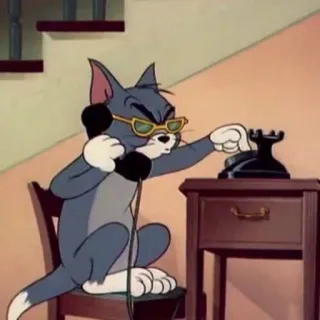 📞 285ed662 Tom Cat cartoon, kat, telefoon, bril, tom en jerry whatsapp sticker