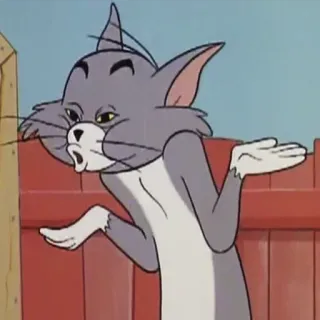 😯 3f908b6b Tom Cat Tom and Jerry cartoon, grappig, meme, schouderophalen, verward whatsapp sticker