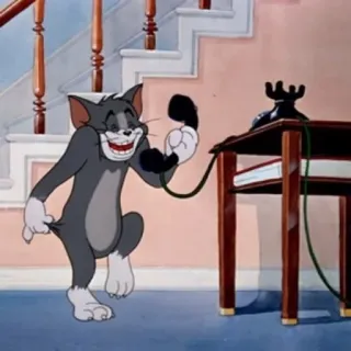 😸 57639a9e Tom Cat Tom and Jerry cartoon, kat, telefoon, glimlachend, personage whatsapp sticker