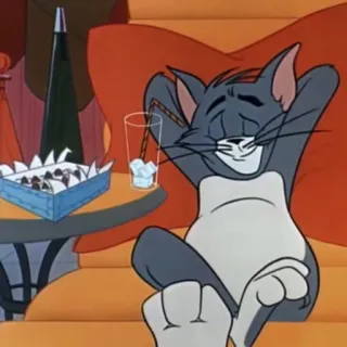 🍷 6366411e Tom Cat Tom and Jerry cartoon, kat, ontspanning, alcohol, tom en jerry whatsapp sticker