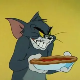 😈 67cd6330 Tom Tom and Jerry cartoon, kat, eten, taart, grappig whatsapp sticker