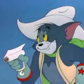 🚬 6ba602be Tom Cat Cartoon, Dier, Personage, Wapen, Cowboy, Western whatsapp sticker