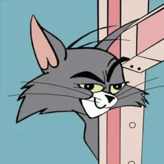 😏 8348ad42 Tom Cat Tom and Jerry kat, cartoon, animatie, uitdrukking, Tom, grappig, meme whatsapp sticker