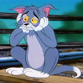 🤯 8addf868 Tom Cat Tom and Jerry Cartoon, Verdrietig, Kat, Melancholisch, Neerslachtig whatsapp sticker