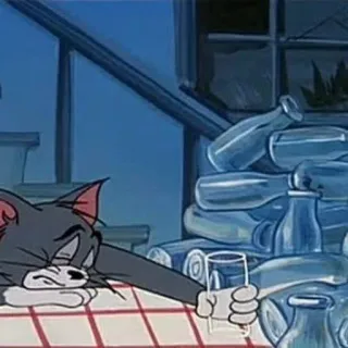 🤤 ad54d56b Tom Tom and Jerry Cartoon, Dronken, Alcohol, Verdrietig, Kat, Tom en Jerry whatsapp sticker