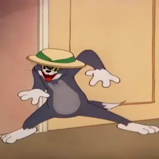 🤡 cd6fa306 Tom Tom and Jerry cartoon, kat, personage, animatie, humor, hoed whatsapp sticker