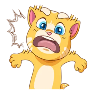 😨 a5c90aa7 Ginger Talking Tom & Friends 고양이, 만화, 충격, 놀람, 고등어 고양이, 주황색 고양이, Talking Tom telegram sticker