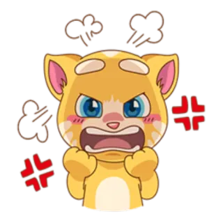 😡 e5958042 Tom Cat 고양이, 만화, 화난, 스티커, 좌절한, Talking Tom telegram sticker