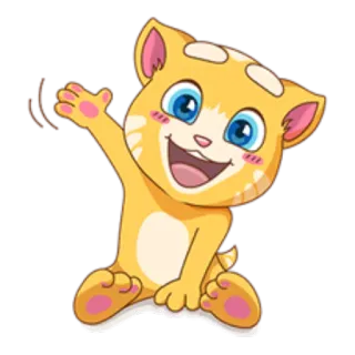 🙂 f20a965f 고양이, 만화, 동물, 주황색, 귀여운, 손 흔드는 telegram sticker