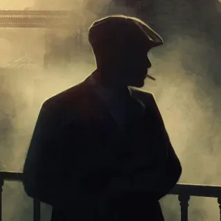 🚬 5b3ddf86 Thomas Shelby Peaky Blinders 토마스 셸비, 피키 블라인더스, 잉글랜드, 갱스터, 실루엣, 남자, 흡연 telegram sticker