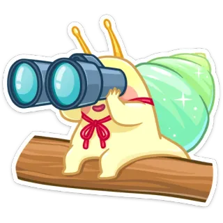 🤓 4e8b7d57 蜗牛, 双筒望远镜, 看, 可爱, 动物, 卡通 telegram sticker