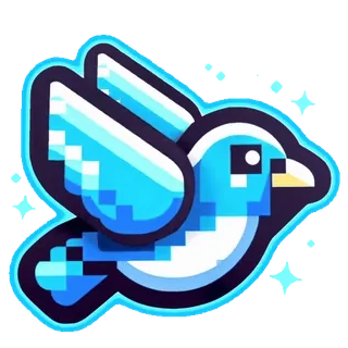 😎 0a1c7e9c 픽셀 아트, 새, 파란색, 반짝이, 스티커, 만화 telegram sticker