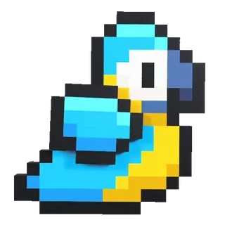 🥶 40d0eff1 앵무새, 새, 픽셀 아트, 동물, 파란색, 노란색 telegram sticker