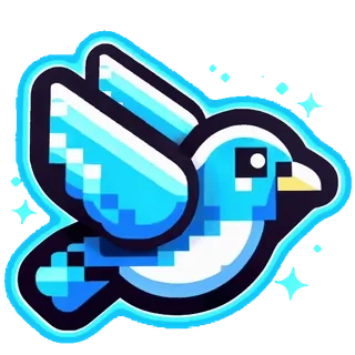 😎 5098303b 鸟, 蓝色, 像素画, 动物, 贴纸 telegram sticker